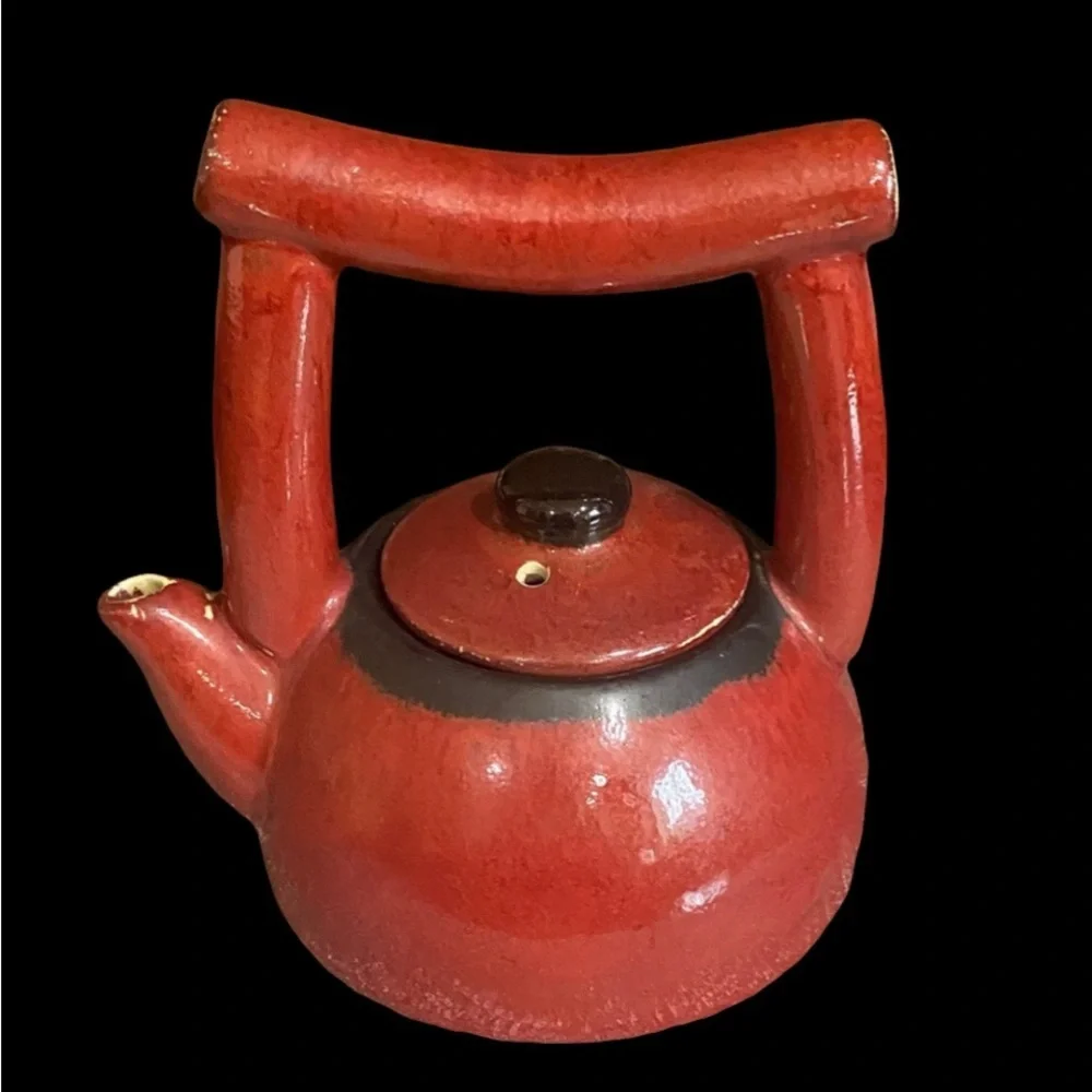 Pier 1 Shanghai Earthenware Teapot. Asian inspired, Antique “Chippy” Style.